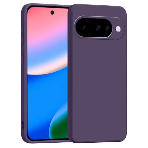 Image of amazon basics Back Cover for Google Pixel 10 5G | Ultra Slim Soft Rubberised Case | Matte Silicone Flexible Mobile Case | Camera Protection - Purple
