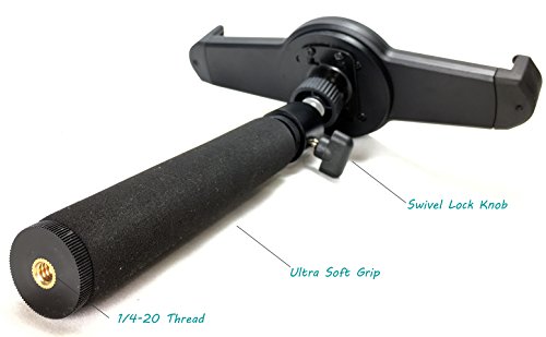iShot G10 Pro Large Universal iPad Pro Tablet Tripod Mount + Camera Tripod Adapter Hand-Held Monopod w/ 360° Swivel Mini Ball Head - Works with Case - Compatible with iPad Pro and Other 9-13" Tablets