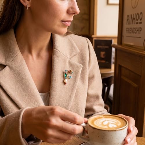 Image of Initial Brooch Pins A-Z 26 Letters Brooches For Women Colorful Enamel Alphabet Pin Pearl Crystal Lapel Pin