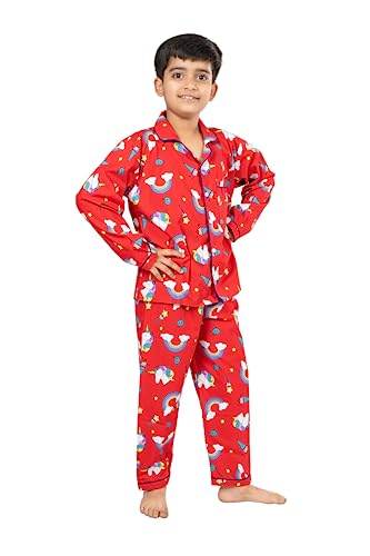 Image of Nightwear /Night Suit for Boys and Girls Top and Pyjama Combo Printed Shirt-Pyjama Set