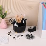 SKYDUE Black Office Supplies, Black Office Desk Accessories 10PCS, Pencil Holder for Desk, Stapler, Tape Dispenser, Scissors, Ruler, Clips and 1000pcs Staples, Desk Supplies Set - Image 5
