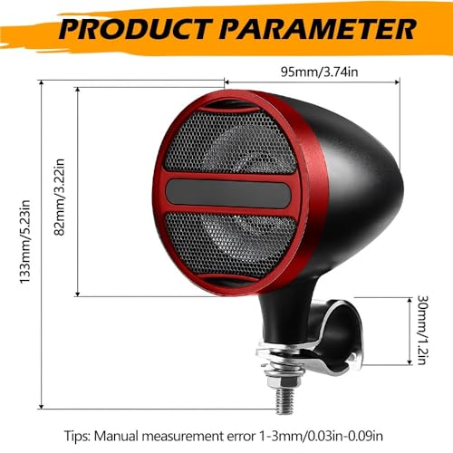 Parlante para Manillar de Moto 12V Rojo Negro miniatura 6