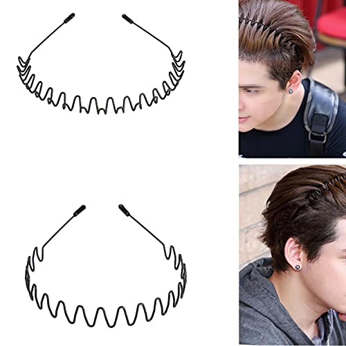 Wantgor Metal Headbands For Women Men, 2 Pack Fashion Unisex Black Hairband Sports Headwear Hair Hoop Hair Accessories For Home, Outdoor (2 Pack) #TOP6