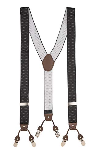 Image of The Tie Hub Suspenders for Men Elastic Adjustable Y Back Braces with Strong Metal Clips for Wedding Formal Office Wear