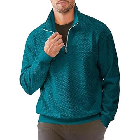 Dokotoo Men's Quarter Zip Sweatshirt Blue Cover