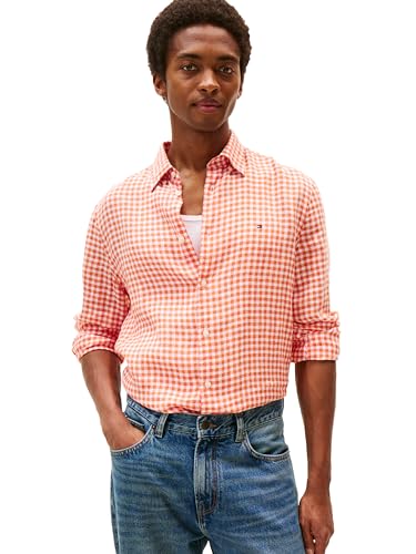 Image of Tommy Hilfiger Men's Long Sleeve Casual Linen Button Down Shirts in Regular Fit
