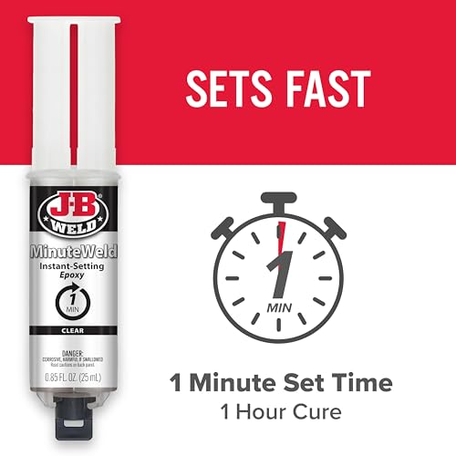 J-B Weld 50101 MinuteWeld Instant-Setting Epoxy Syringe - Dries Clear - 25ml