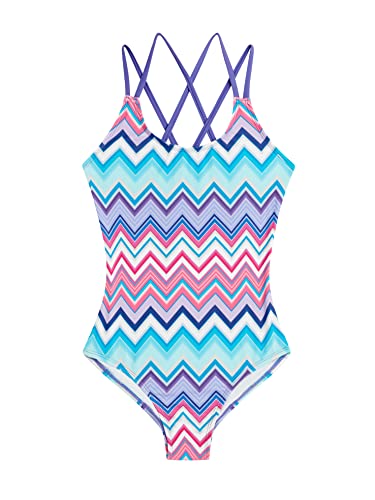 Image of Kanu Surf Girls' Reese UPF 50 Beach Sport Criss-Cross One Piece Swimsuit