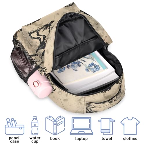 Cool Dinosaur Skeleton Backpack for Women Men Shoulder Computer Laptop Adults Backpack Sports Hiking Gym Workout Travel Casual Daypack2