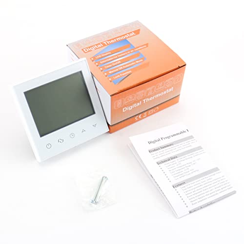 Wengart 24V Programmierbarer Thermostat WG03-2,Präzise Regelung der Innentemperatur, LCD-Display, Touch-Tasten, geeignet für Wasser-, Strom- und Heizsysteme