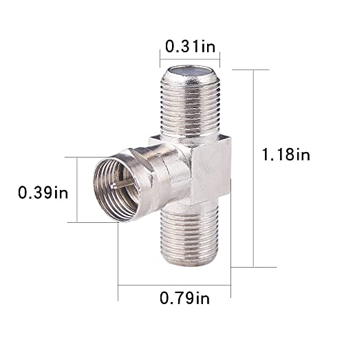 Image of F Type Male to Dual Female Coaxial Connector | F Type Male Female Female Tee Type RF Adapter (3)