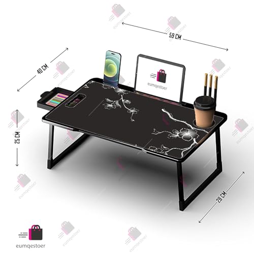 Image of TER Duomi Office Table for Home /Writing Desk for Office /Folding Table for School /Folding Study Table /Work from Home Multipurpose Table (Black Flower COTTED)