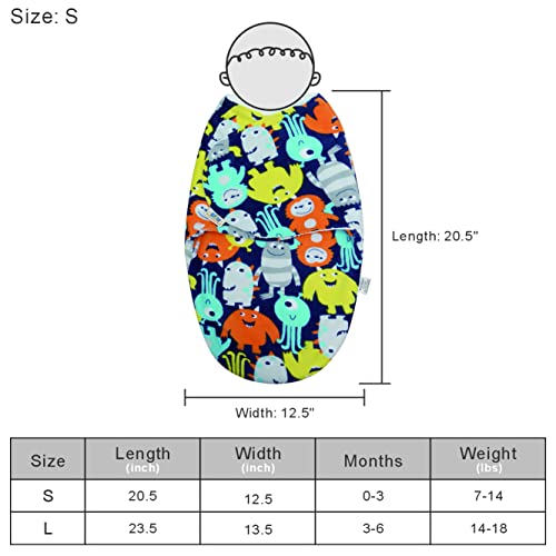 Image of BlueSnail Baby Swaddle, Soft and Comfortable, Newborn Easy Wrap Receiving Blanket, Suitable for 0-3 /3-6 Months (Coloured Monster, 0-3 Months)