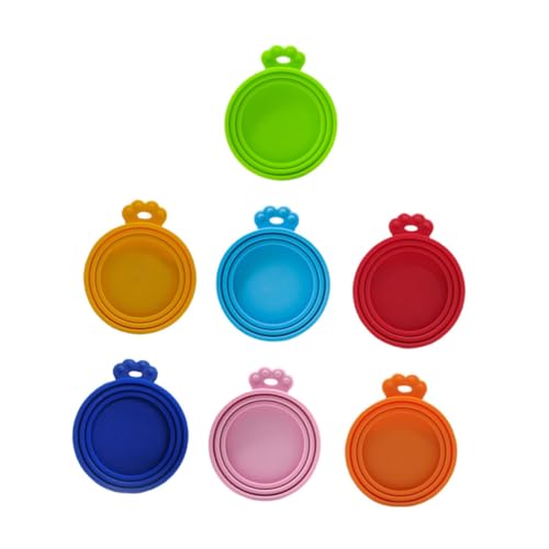 HAPINARY 7pcs Pet Canned Food Lids Household Cat Food Covers Leakproof Pet Food Sealers Sturdy Silicone Material