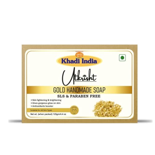 Image of Khadi Gold Handmade Bathing Soap Bar 125g | Natural & Herbal | Glowing & Brightening Skin | Deep Cleansing & Nourishing | For Natural Glow & Radiant | All Skin Types | Men & Women