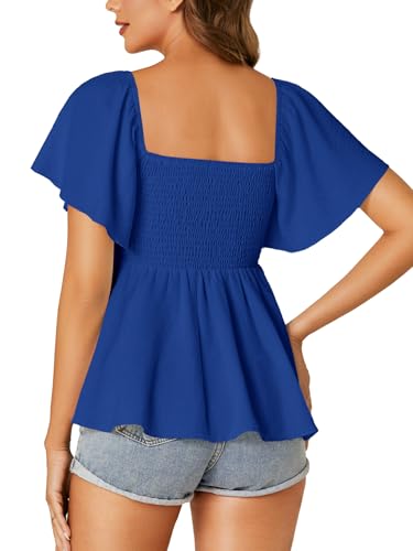 Image of LYANER Women's Square Neck Cute Peplum Top