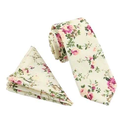 Corbata estrecha casual con diseño floral de algodón miniatura 1
