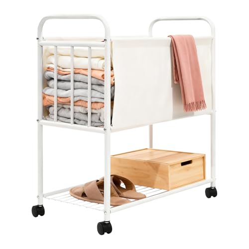 Pddgllut Rolling Laundry Basket Cart with Wheels & Handle,126L Large Laundry Hamper with Metal Frame...