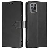 LMFULM® Hülle für T-Mobile REVVL 6 Pro / 6X Pro (6,82 Zoll) PU Leder Hülle Brieftasche Lederhülle Magnetverschluss Handytasche Stand Ledertasche Flip Cover Holster Schwarz