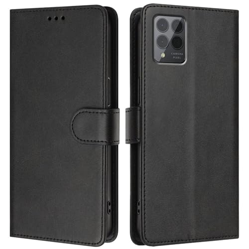 LMFULM® Hülle für T-Mobile REVVL 6 Pro / 6X Pro (6,82 Zoll) PU Leder Hülle Brieftasche Lederhülle Magnetverschluss Handytasche Stand Ledertasche Flip Cover Holster Schwarz
