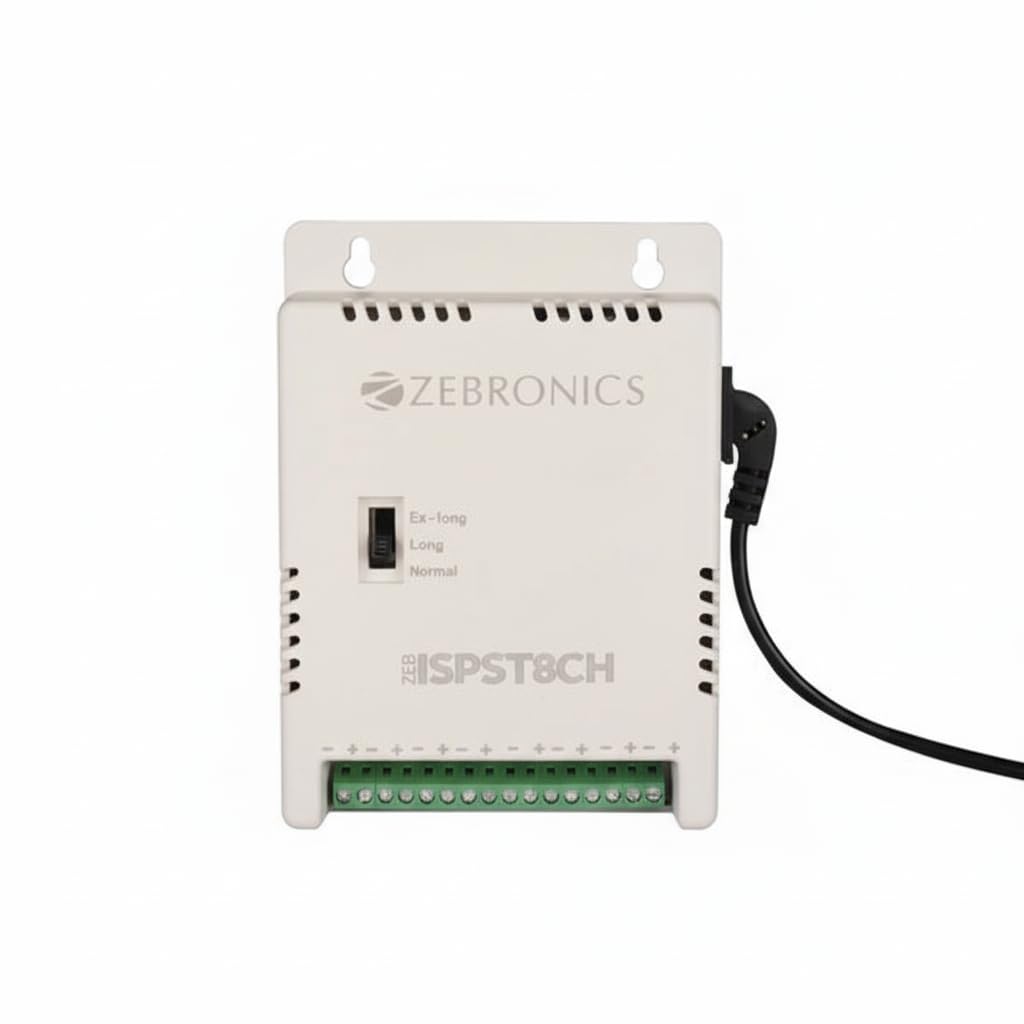 Zebronics 8 Channel CCTV Power Supply| 12V 5A SMPS Adapter with LED Indicators| Overload Protection| Compatible with Dome and Bullet Cameras