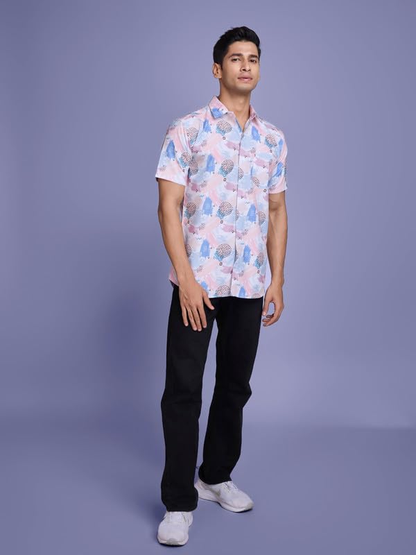Image of Pinkmint Stylish Shirt for Men ll Printed Half Sleeve Shirt's ll Regular Fit Chest Pocket Shirt