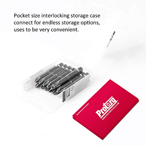 Protorq Phillips 2 screwdriver bits,2 inch, 15 pieces, with Storage Case