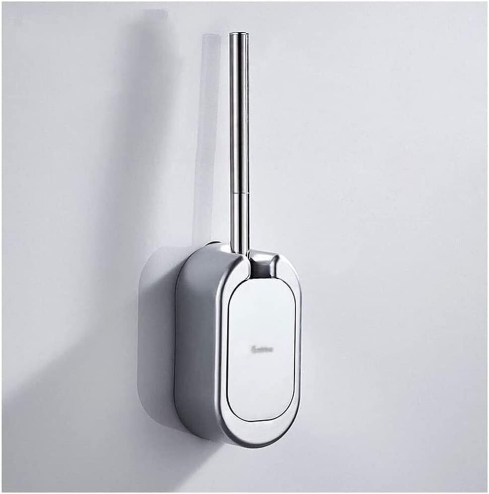 Toilet Bowl Brush Toilet Brush with Holder Wall-Mounted Toilet Brush Holder Bathroom Brush with Plating Stainless Steel Handle for Bathroom Storage and Organization Toilet Brush and Holder, Silver