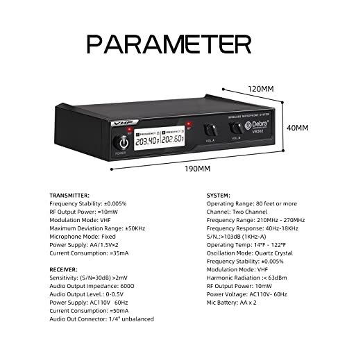 D Debra Audio Vm302 Vhf Wireless Microphone System With Dual Handheld Mic Have Xlr Interface For Home Karaoke Wedding Conference Speech #TOP7