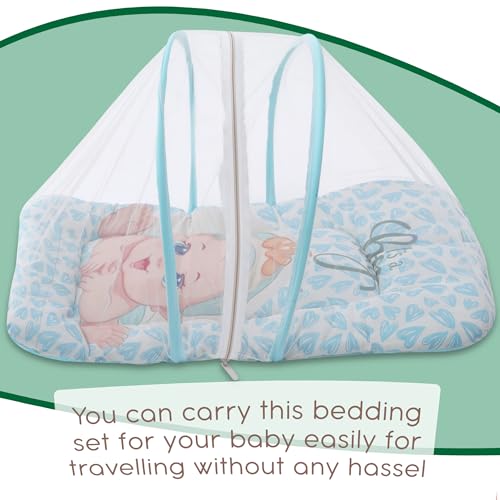 Image of Mommers Baby Folding Mosquito net, Umbrella Net for Travel and Bed, Breathable Mosquito Protection for Kids (0 to 6 Months) Blue