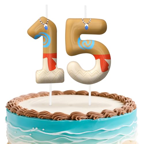 Image of Hawaii Number 15 Birthday Candles, Island Themed Cake Topper for Boys Girls Cake Decorations, Birthday Decorations Party Supplies, Number Candles for Party Decor