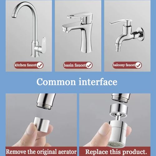 2 Pcs Faucet Aerator, 360° Swivel Kitchen Sink Faucet Aerator, Big Angle Twist, Dual-function 2-Flow Sprayer Faucet Head, Sink Sprayer Attachement, Faucet Replacement Part 55/64\'\', Chrome