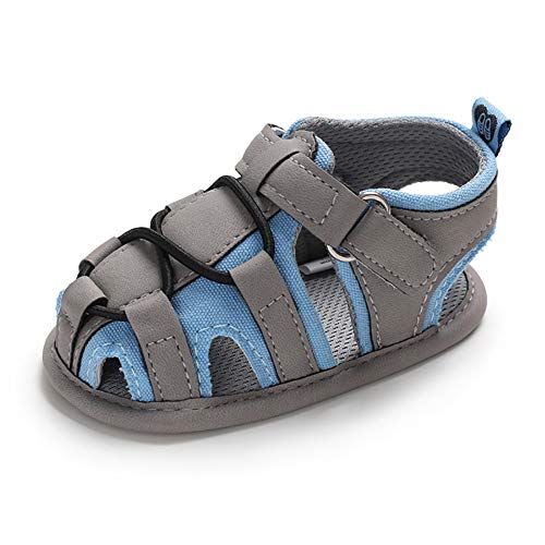 Meeshine Infant Baby Boys Girls Summer Sandals Soft Sole Anti-Slip Toddler First Walkers Newborn Crib Shoes(Small(0-6 Months),Blue)