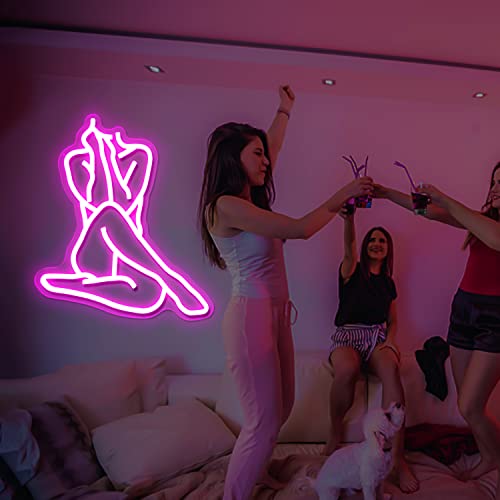 JanHune Lady Neon Sign Dimmable Lady Neon Led Signs for Wall Decor Light up Signs Pink Neon Lights for Bedroom Man Cave Home Bar Party Pub Wall Sign Decor