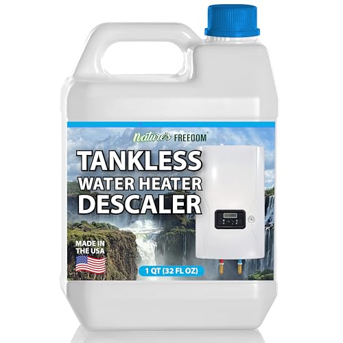 Natures Freedom Tankless Water Heater Flush Descaler Quart (32 oz) Professional Non-Toxic Descaling Solution Biodegradable Made in the USA