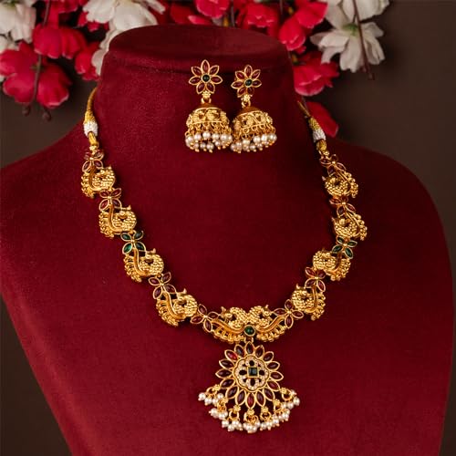 Image of Sasitrends Classic Matte Gold Plated Necklace Set