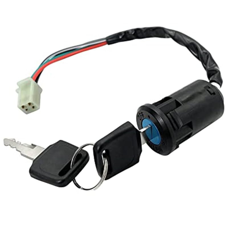 Motorcycle Ignition Switch with Key - 4 Wires for ATV, Go Kart, Moped, and Scooters (90cc to 250cc)