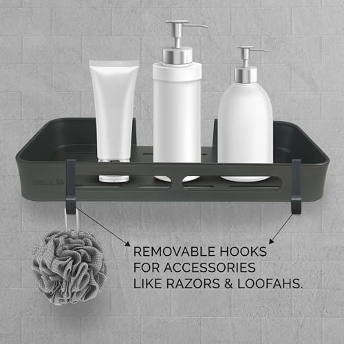 Image of IBELL Shelf for Bathroom and Kitchen | Wall Rack with Adhesive or Drilling | Storage Stand for Wall | Bathroom and Kitchen Accessories - Grey