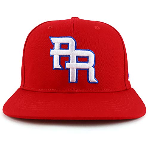 Image of Trendy Apparel Shop PR 3D Embroidered Flatbill Snapback Cap with Puerto Rico Flag
