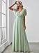 Ever-Pretty Women's Bridesmaid Dress V-Neck Ruffle Sleeves Ruched Bust Floor Length Chiffon Formal Dresses Mint Green US18