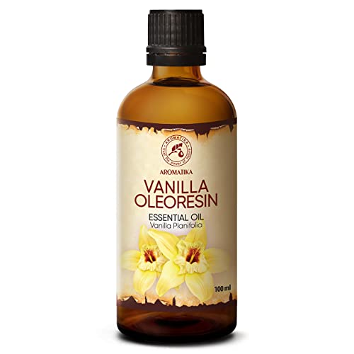 바닐라 에센셜 오일 100 ML - 바닐라 플래니폴리아 - 바닐라 올레오레진 오일 - 디퓨저 및 오일 버너용 아로마테라피 오일 - 비누 제조용 오일 - 부드러운 피부 및 모발 - 아로마테라피 - 향수 오일