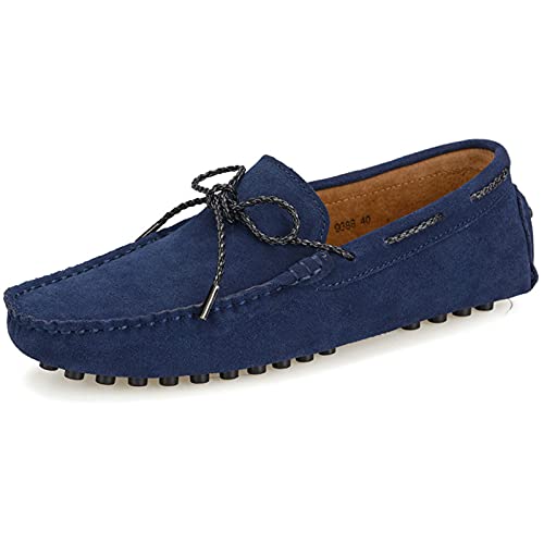 Slip-on Loafer for Men Flats Bow-Tie Suede Leather Dress Driving Moccasins Casual Boat Shoes