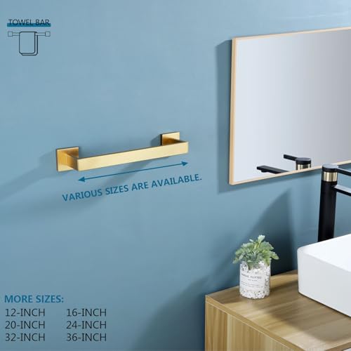 Image of KOKOSIRI 12 Inch Hand Towel Holder Bath Towel Bar Kitchen Dish Cloths Hanger Stainless Steel Wall Mount, Brushed Gold, B4003BG-L12