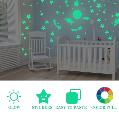 Stickers de pared lunar y estrellas luminosas 20cm miniatura 3