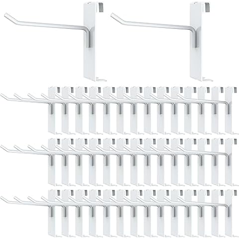BeapTcely 50 Pieces Gridwall Hooks Gridwall Panel Hooks Metal Gridwall Hanging Hangers Gridwall Accessories Gridwall Pegs for Retail Shop Display Trade Garage Storage (White, 4 Inch) Cover