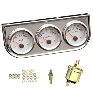 52mm Triple Gauge Set: Oil, Water Temp & Voltmeter