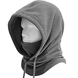 LONG Neck Ver. 3Way フリース マフラー フード ネックウォーマー 防寒 防風 フェイスガード バラクラバ フェイスマスク ヘッド サーモ ウェア アウトドア 首長タイプ (GRAY)