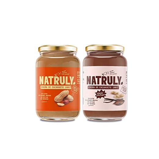 NATRULY Crema de Cacahuete Sin Azúcar, Vegana, Sin Gluten, Sin Lactosa, 100% Cacahuete Natural (Cacao+Vainilla)