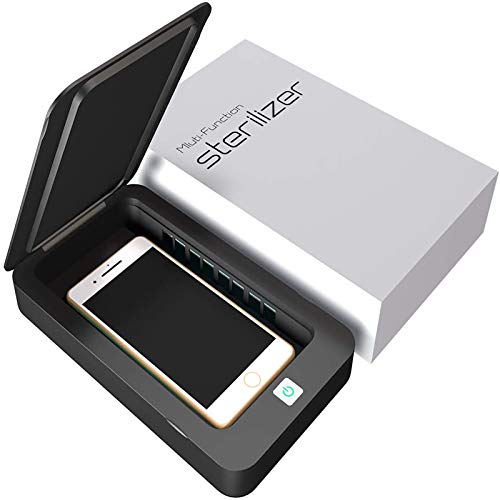 Phone UV Sanitizer Portable UV Light Cell Phone Sterilizer Cleaner Aromatherapy Function Disinfector with USB Charging for Smart Phone Toothbrush Jewelry Watches (Black)