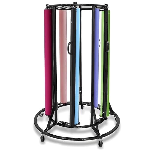 5-Roll Paper Roll Dispenser Rack with Cutter, Heavy Duty Mobile Steel Paper Roll Holder Fits Up to 36